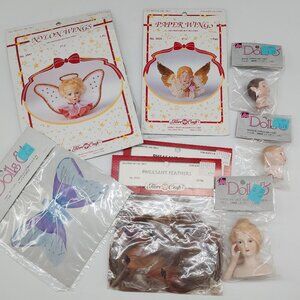 Crafting Lot Doll Angel Fairy Heads Arms Wings Paper Nylon Wings NIB